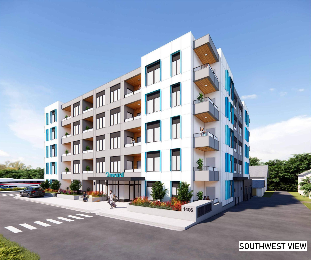 Rendering of building from page 3 of the file 'DP2026-01258 DMAP Plans Amended (12MB) 2026-05-15'