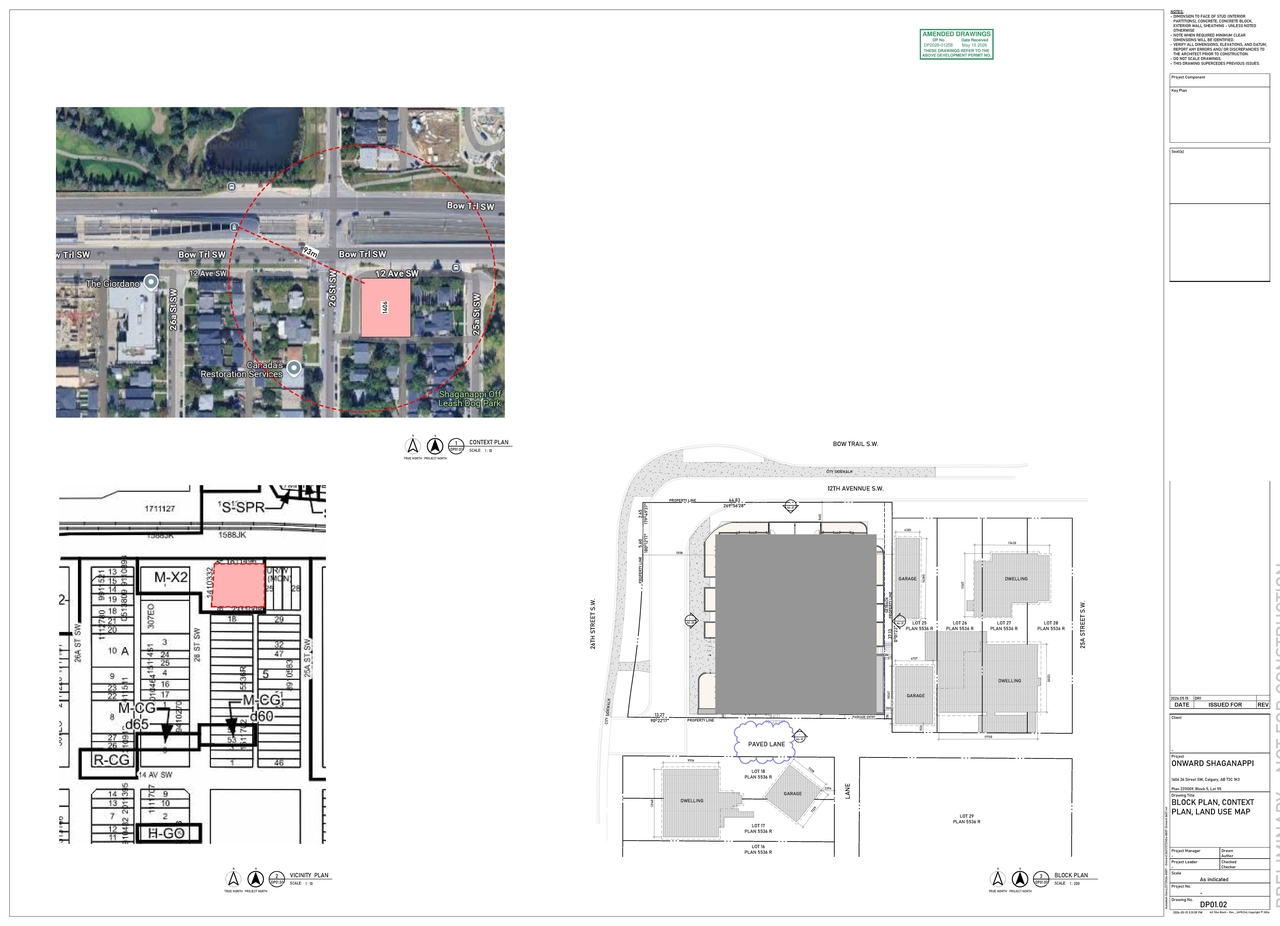 Construction site plan for project from page 5 of the file 'DP2026-01258 DMAP Plans Amended (12MB) 2026-05-15'