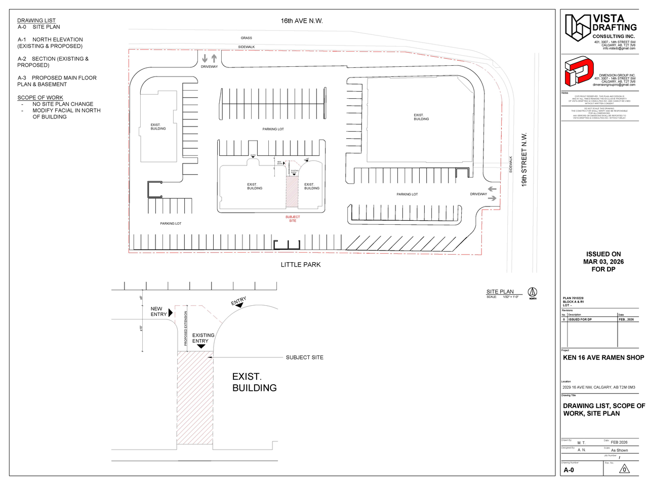 Construction site plan for project from page 1 of the file 'DP2026-01259 DMAP Plans Submitted (1MB) 2026-03-09'