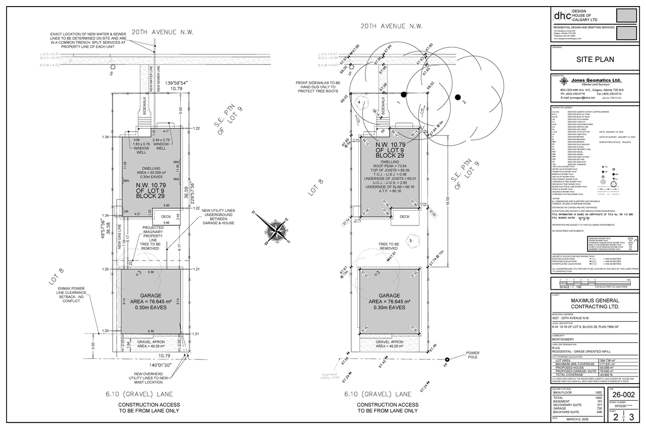Construction site plan for project from page 3 of the file 'DMAP Plans (Submitted) DP2026-01265 (2MB) 2026-03-12'