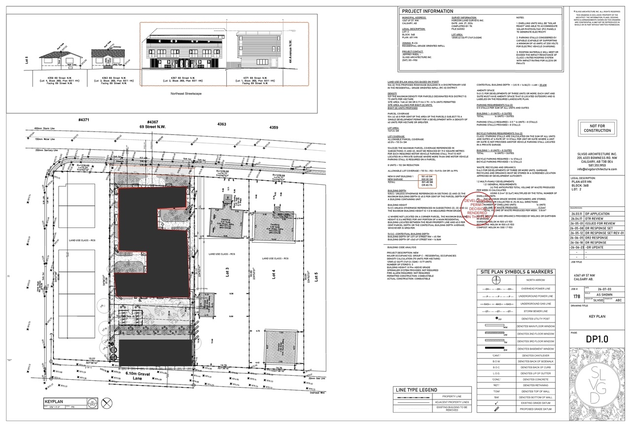 Construction site plan for project from page 2 of the file 'DP2026-01386 - DMAP DECISION RENDERED (7MB) 2026-07-03'