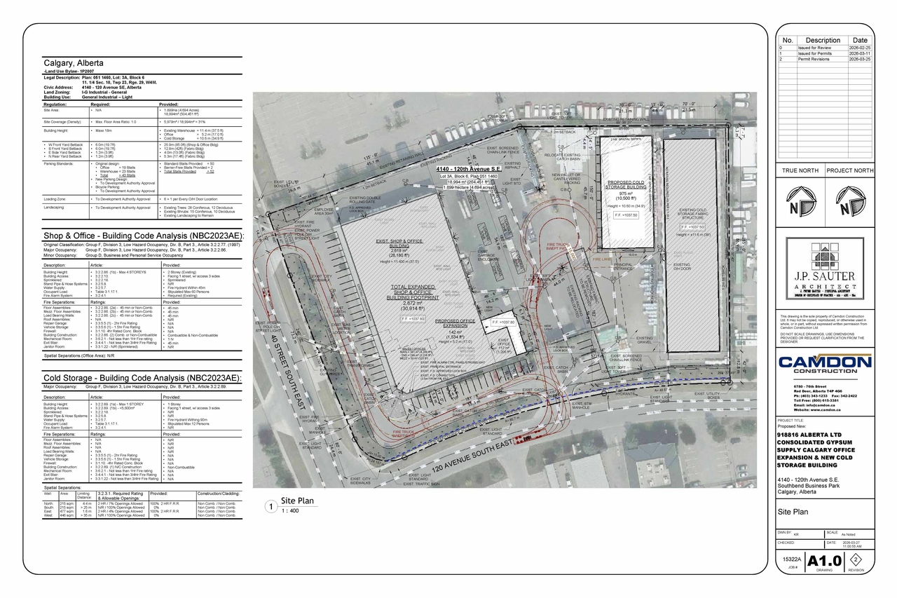 Construction site plan for project from page 2 of the file 'DP2026-01397 DMAP Plans Submitted (1MB) 2026-03-27'