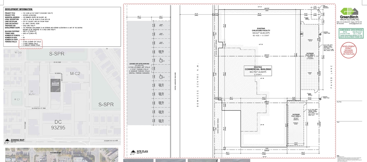 Construction site plan for project from page 1 of the file 'DP2026-01498 - DMAP DECISION RENDERED (2MB) 2026-07-14'