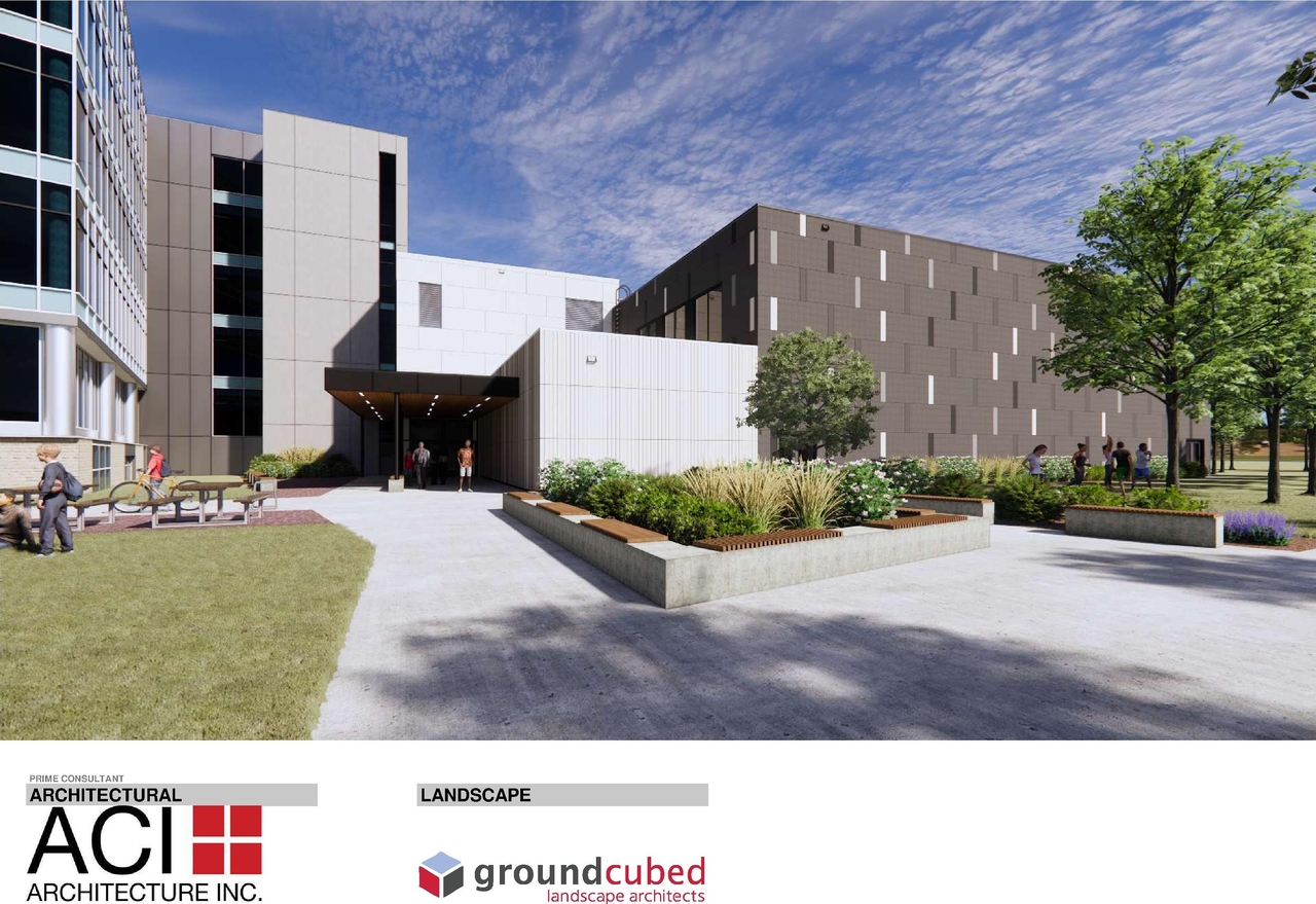 Rendering of building from page 2 of the file 'DP2026-01509 DMAP Plans Submitted (7MB) 2026-03-18'