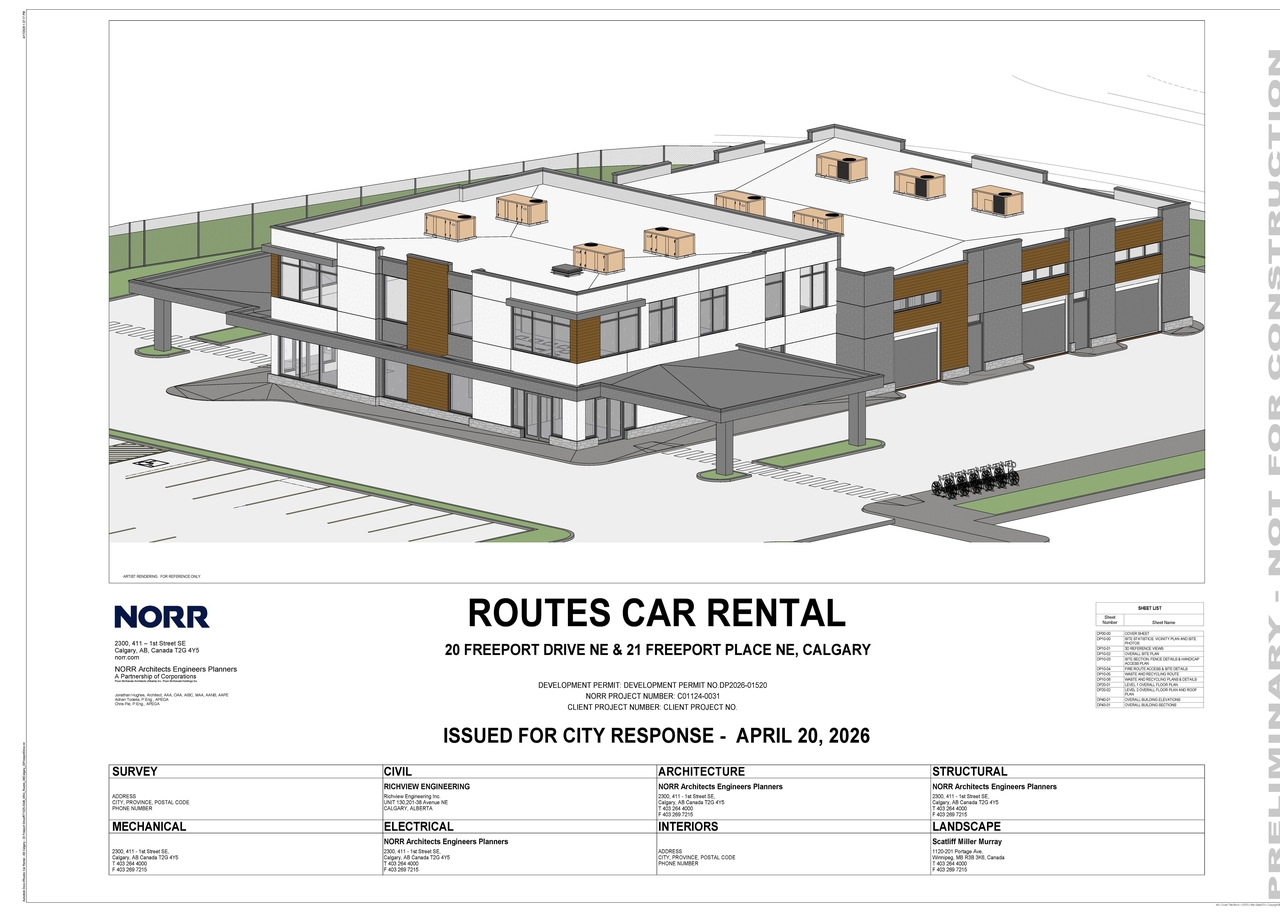 Construction site plan for project from page 1 of the file 'DP2026-01520 DMAP Plans Submitted 2026-04-21 6MB'