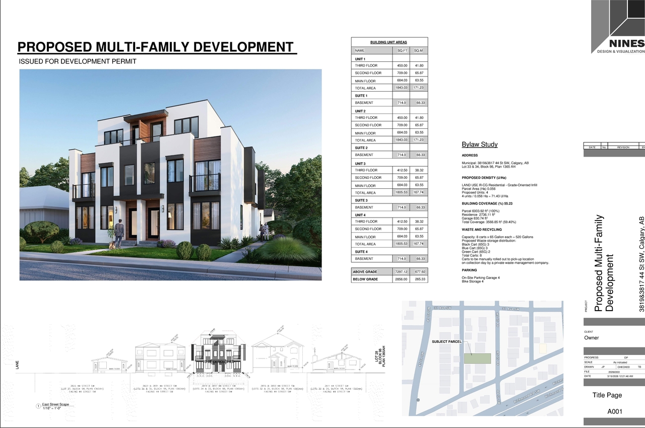 Rendering of building from page 1 of the file 'DP2026-01572 DMAP Plans Submitted (4MB) 2026-03-20'