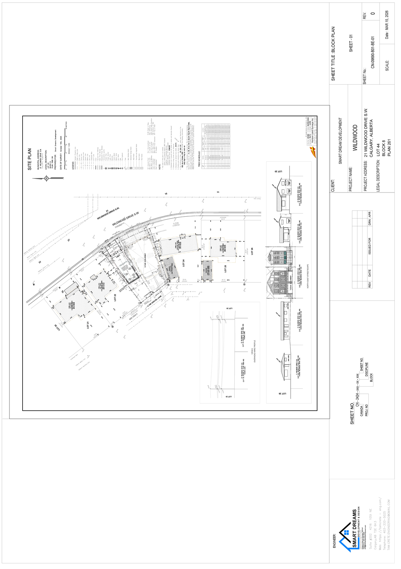Construction site plan for project from page 1 of the file 'DP2026-01586 DMAP Plans Submitted 2026-07-04 3MB'