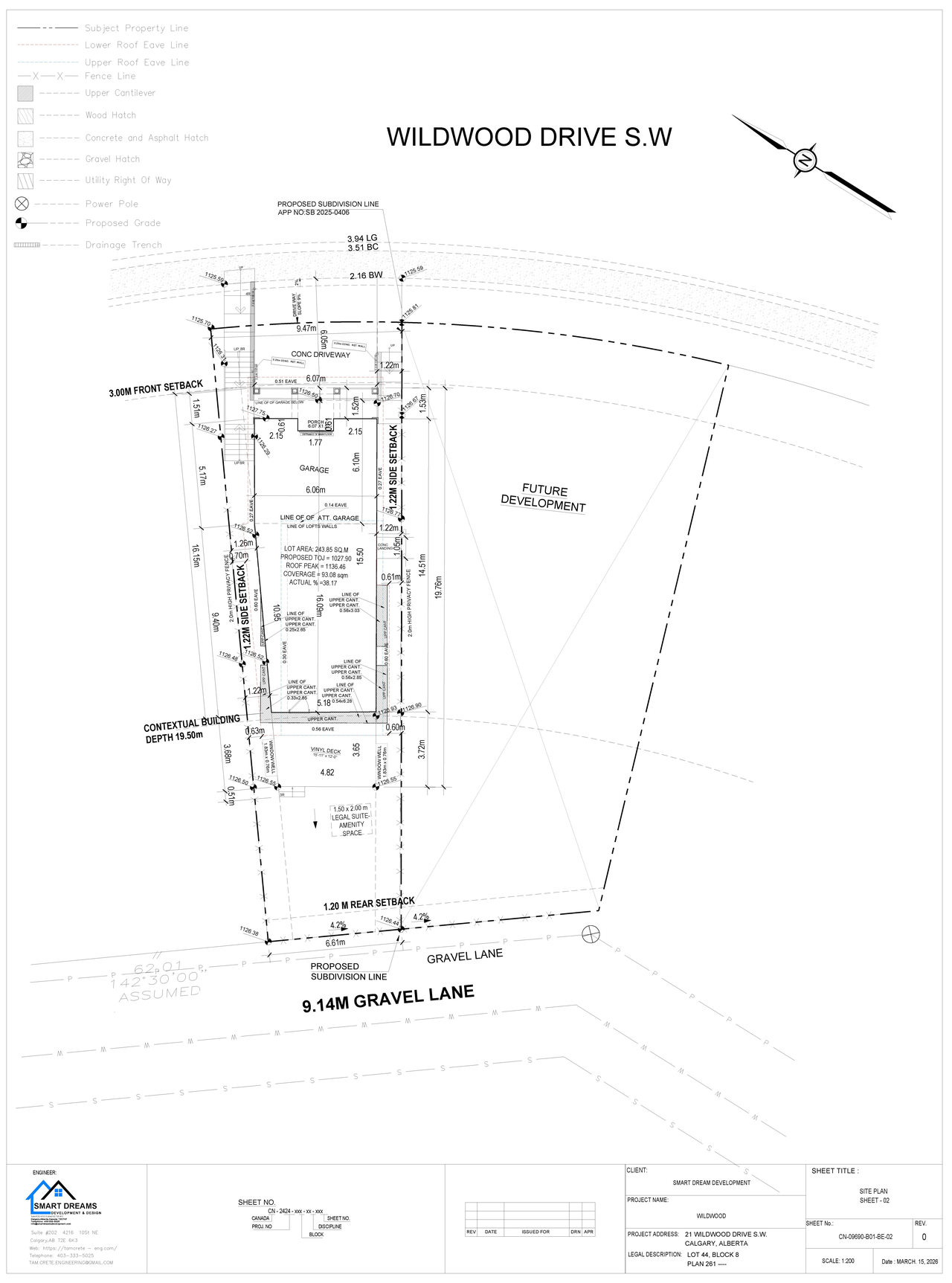 Construction site plan for project from page 2 of the file 'DP2026-01586 DMAP Plans Submitted 2026-07-04 3MB'