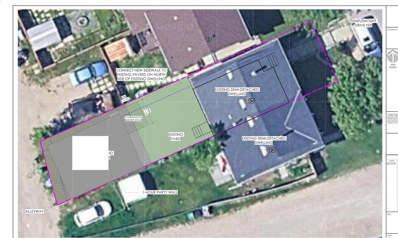 Construction site plan for project from page 2 of the file 'DP2026-01593 DMAP Plans (Submitted) 2026-03-20 (2MB)'