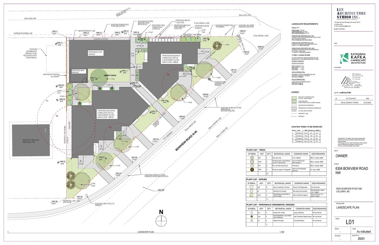 Construction site plan for project from page 3 of the file 'DP2026-01596 DAMP Plans (Submitted) 2026-03-20 (5MB)'