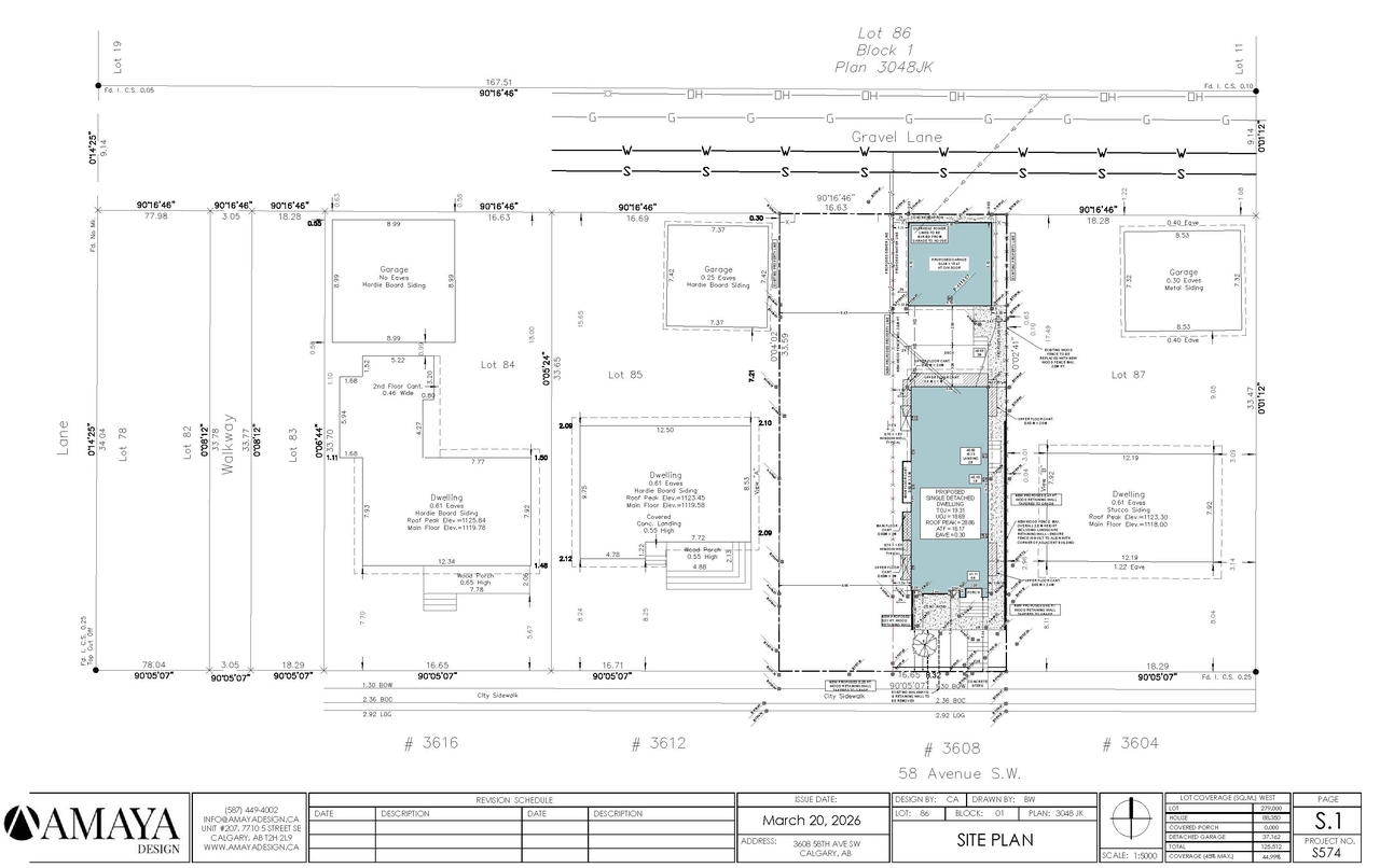 Construction site plan for project from page 1 of the file 'DMAP Plans (Submitted) DP2026-01610 (1MB) 2026-03-23'