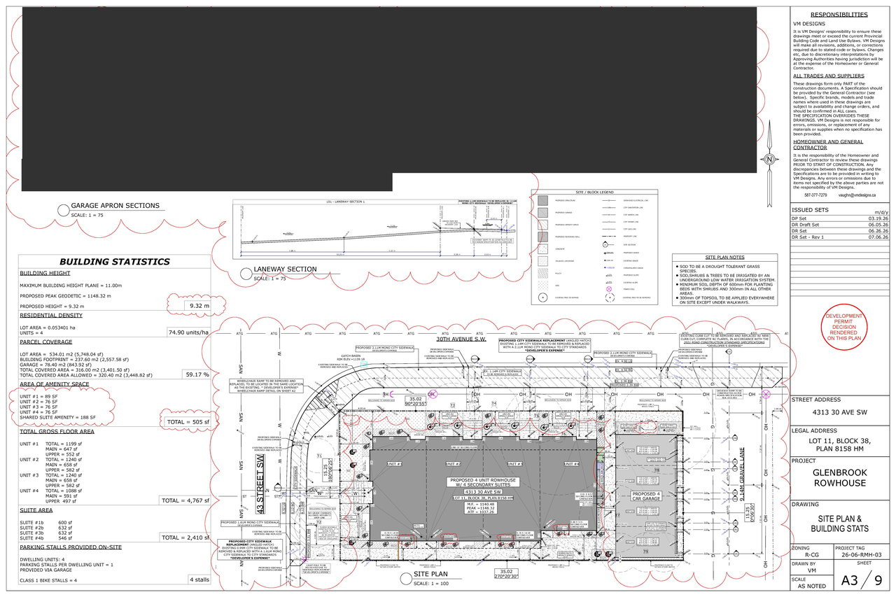 Construction site plan for project from page 3 of the file 'DP2026-01638 - DMAP DECISION RENDERED (9MB) 2026-07-22'