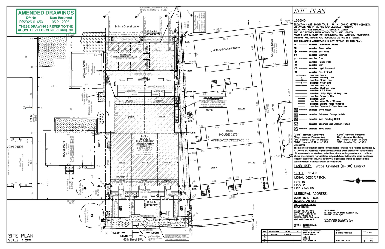 Construction site plan for project from page 1 of the file 'DP2026-01653 DMAP Plans (Amended) 2026-05-21 (6MB)'