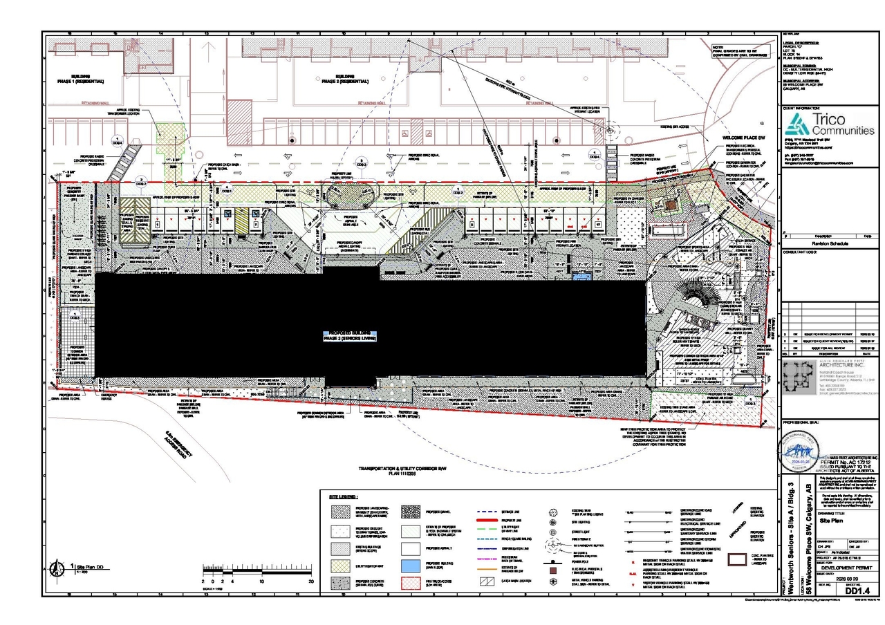 Construction site plan for project from page 4 of the file 'DP2026-01661 DMAP Plans Submitted (10MB) 2026-03-24'