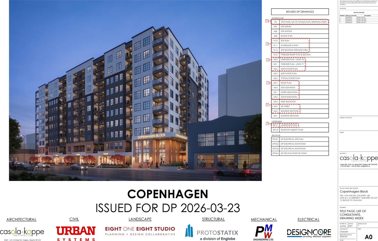 Rendering of building from page 1 of the file 'DP2026-01695 DMAP Plans (Submitted) 2026-03-25 (13MB)'