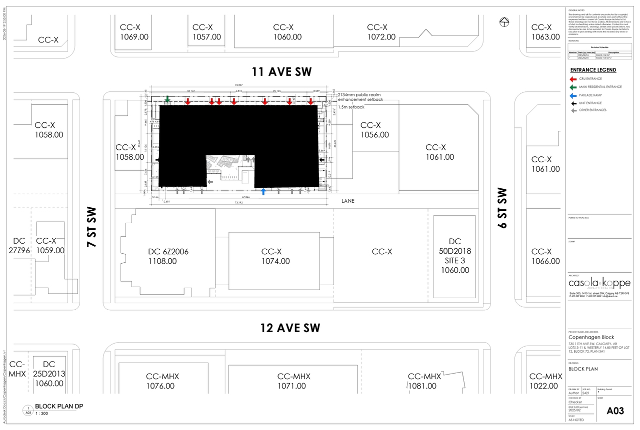 Construction site plan for project from page 4 of the file 'DP2026-01695 DMAP Plans (Submitted) 2026-03-25 (13MB)'