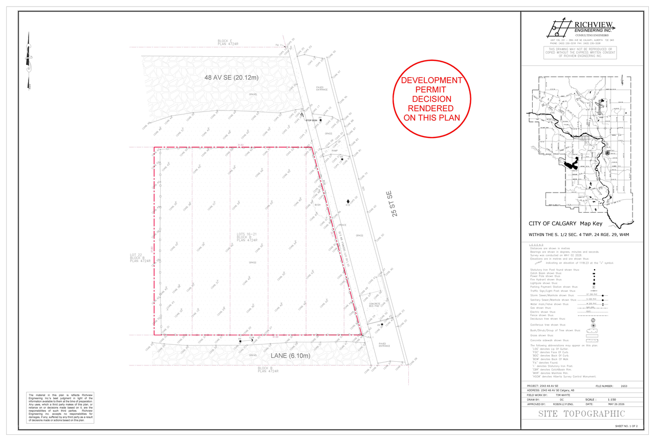 Construction site plan for project from page 2 of the file 'DP2026-01752 - DMAP DECISION RENDERED (5MB) 2026-08-07'
