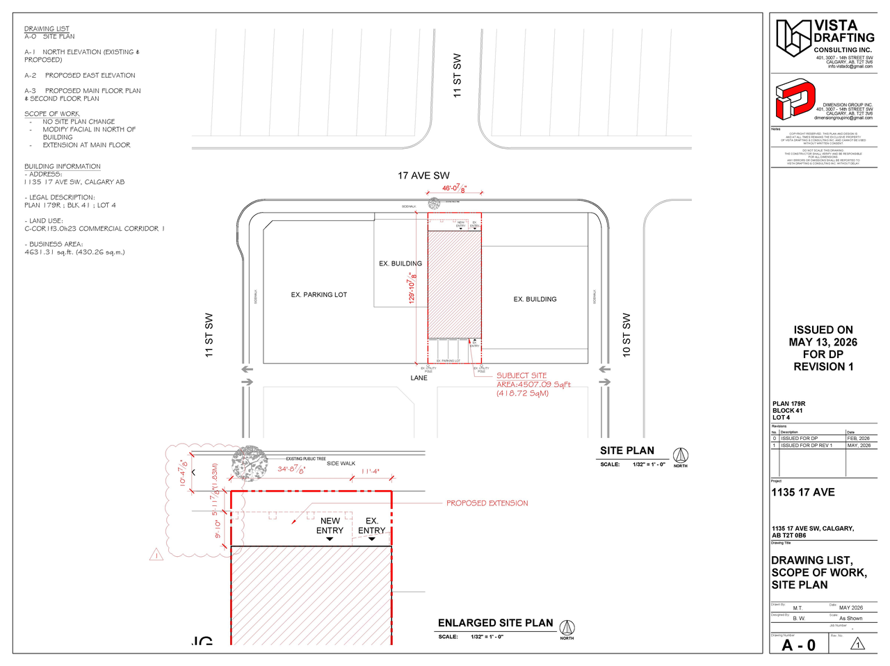 Construction site plan for project from page 1 of the file 'DP2026-01778 DMAP Plans (Submitted) 2026-05-20 (1MB)'
