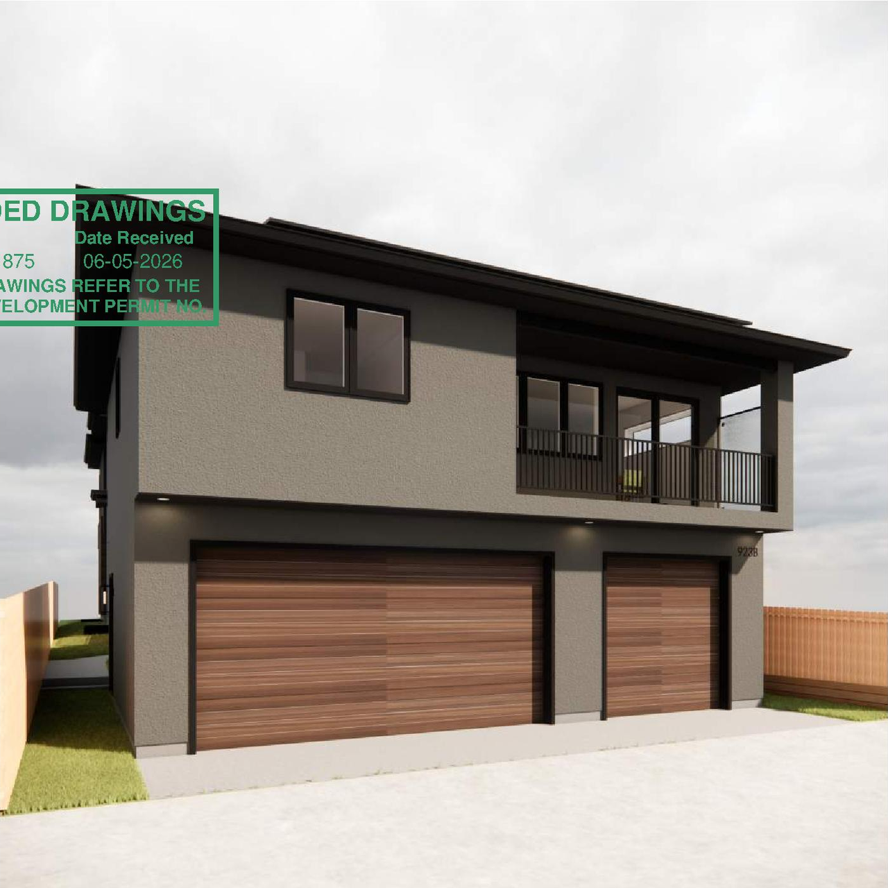 Rendering of building from page 7 of the file 'DP2026-01875 - DMAP Plans Amended (8MB) 2026-06-05'