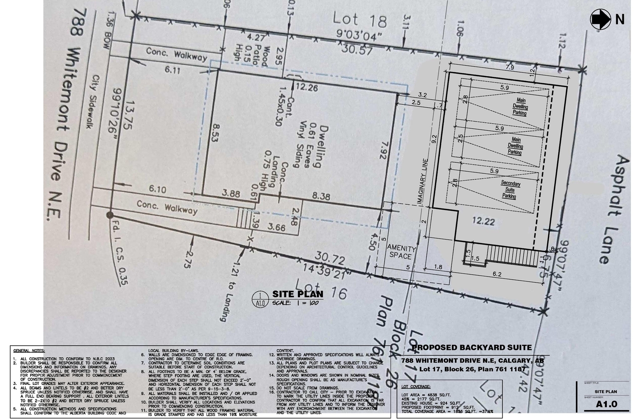 Construction site plan for project from page 1 of the file 'DP2026-01902 DMAP Plans (Submitted) 2026-04-02 (1MB)'