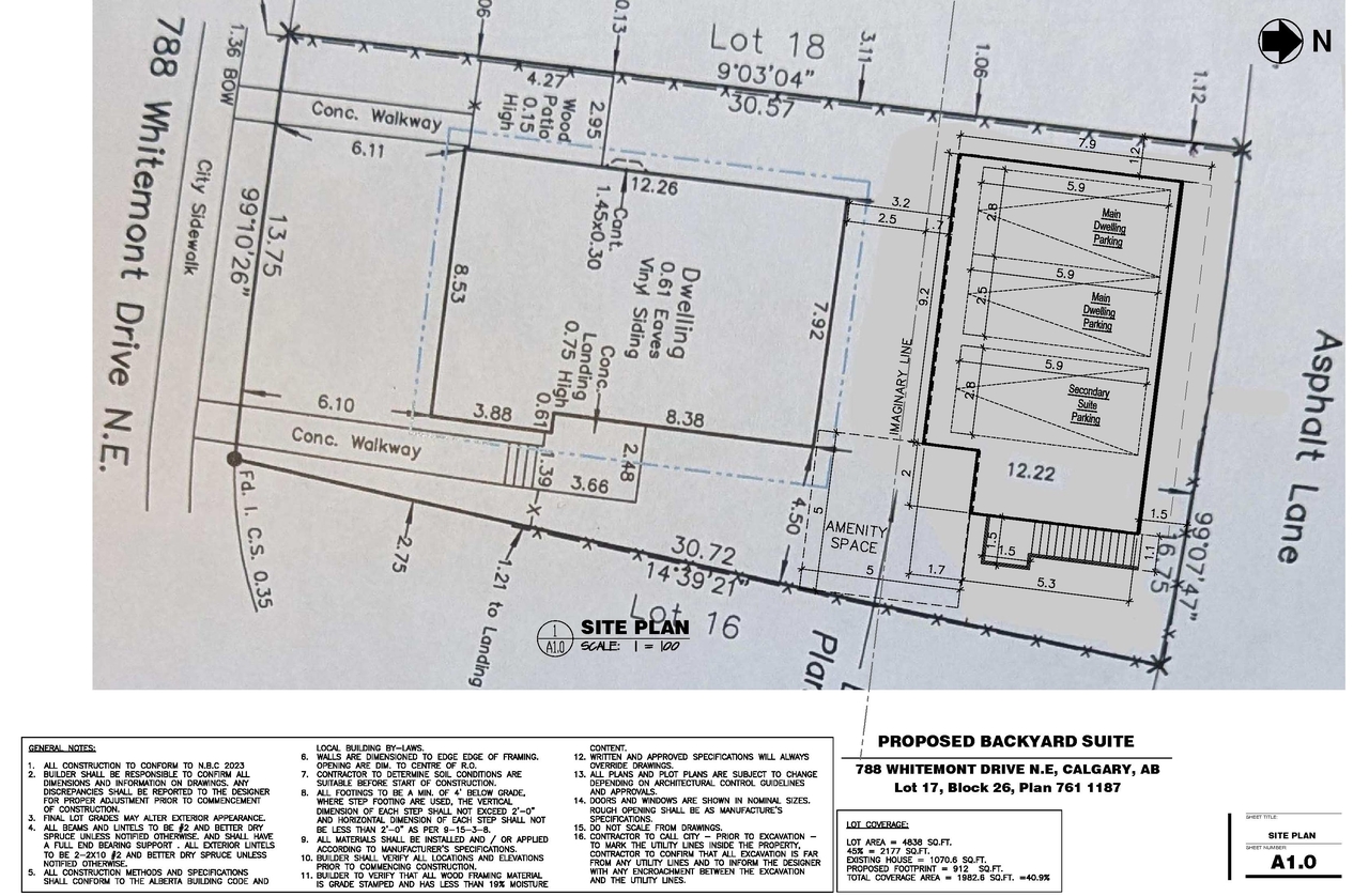 Construction site plan for project from page 1 of the file 'DP2026-01902 DMAP Plans (Amended) 2026-07-02 (1MB)'