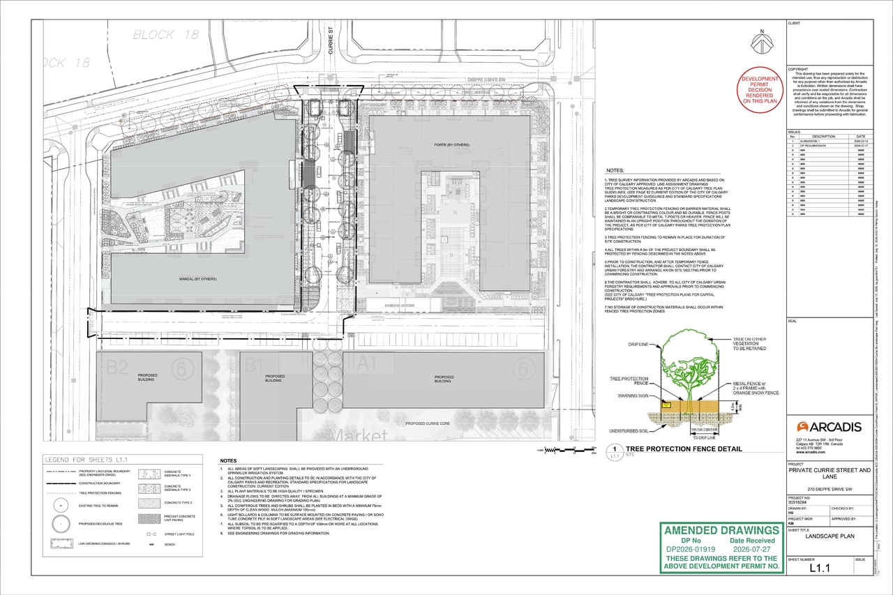Construction site plan for project from page 5 of the file 'DP2026-01919 - DMAP PLANS - DECISION RENDERED - 2026-08-26 (6MB)'
