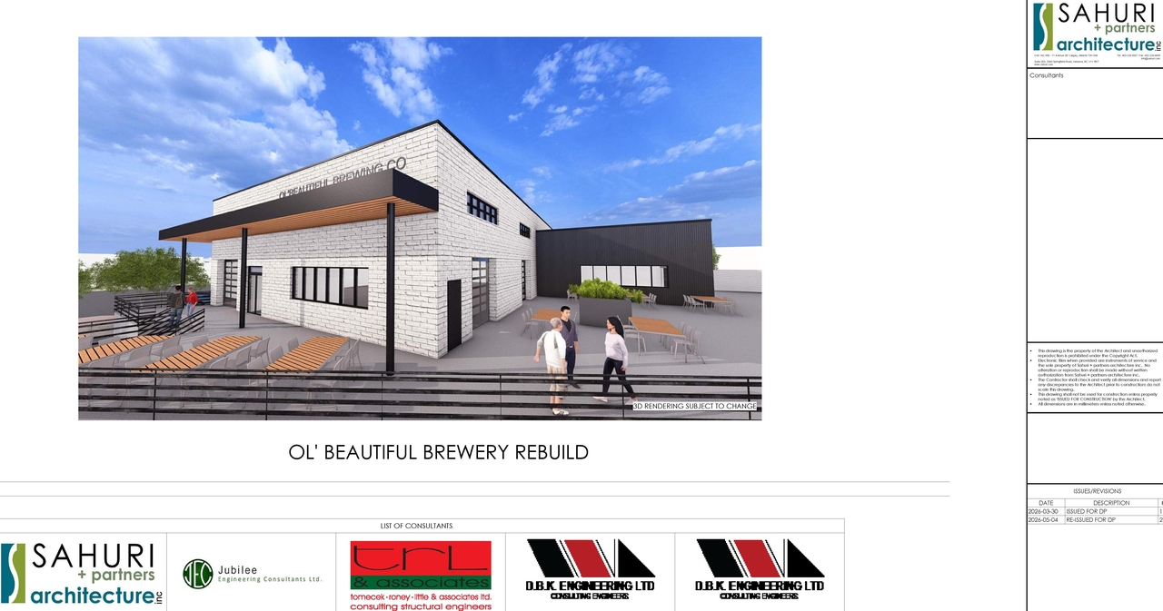 Rendering of building from page 1 of the file 'DP2026-01935 DMAP Plans (Submitted) 2026-05-07 (3MB)'
