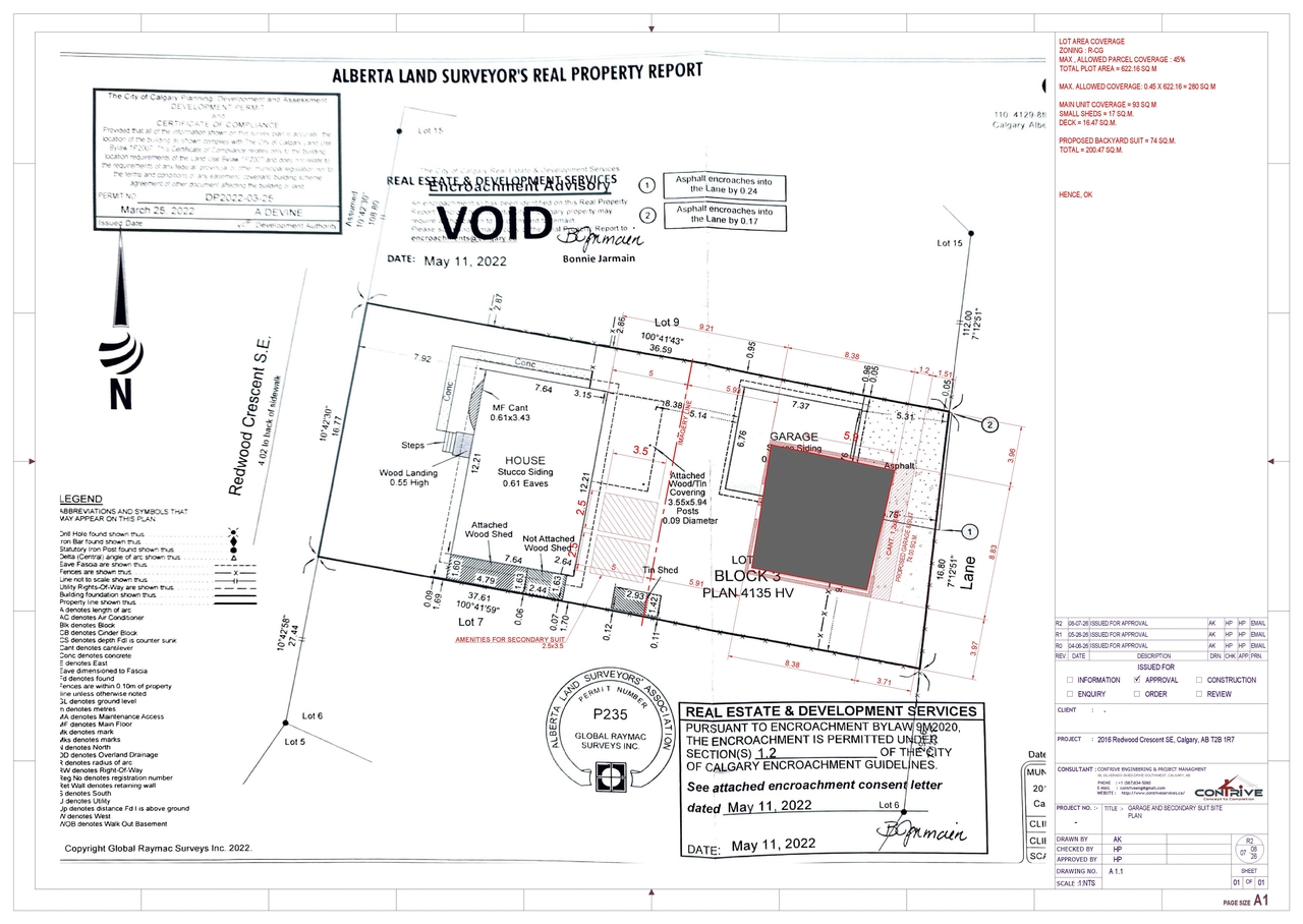 Construction site plan for project from page 1 of the file 'DP2026-01958 - DMAP Plans Amended (3MB) 2026-08-13'