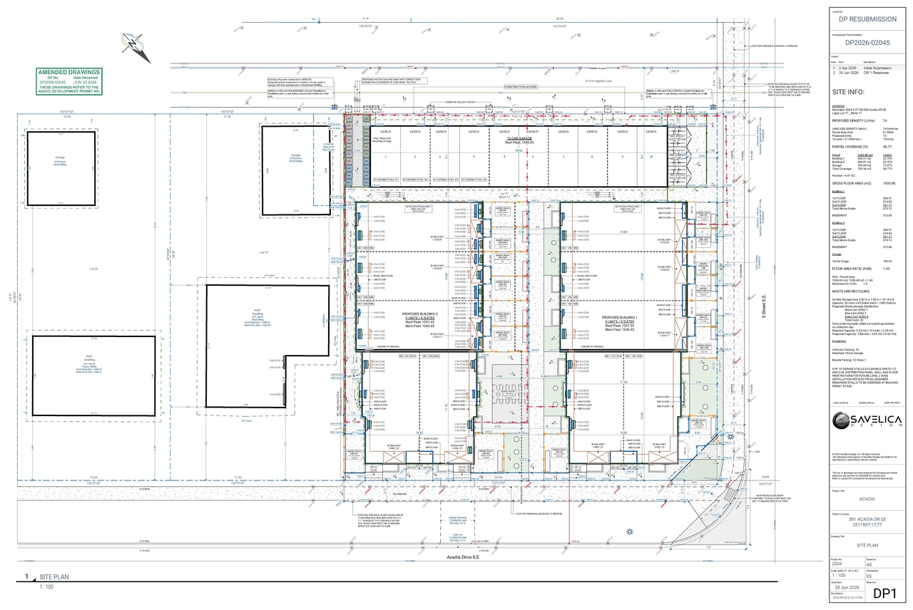 Construction site plan for project from page 2 of the file 'DP2026-02045 DMAP Plans (Amended) 2026-06-30 (8MB)'
