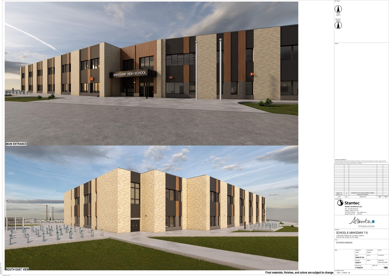 Rendering of building from page 8 of the file 'DP2026-02091 DMAP Plans (Submitted) 2026-09-24 (15MB)'
