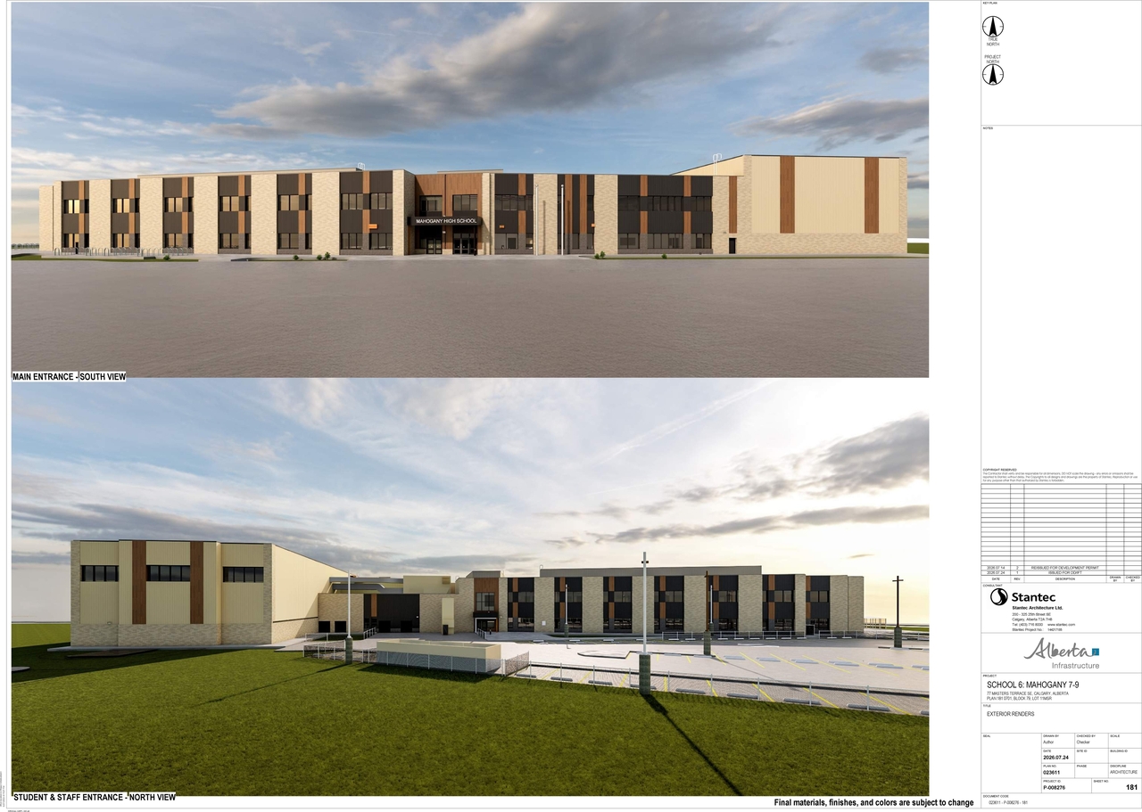 Rendering of building from page 9 of the file 'DP2026-02091 DMAP Plans (Submitted) 2026-09-24 (15MB)'