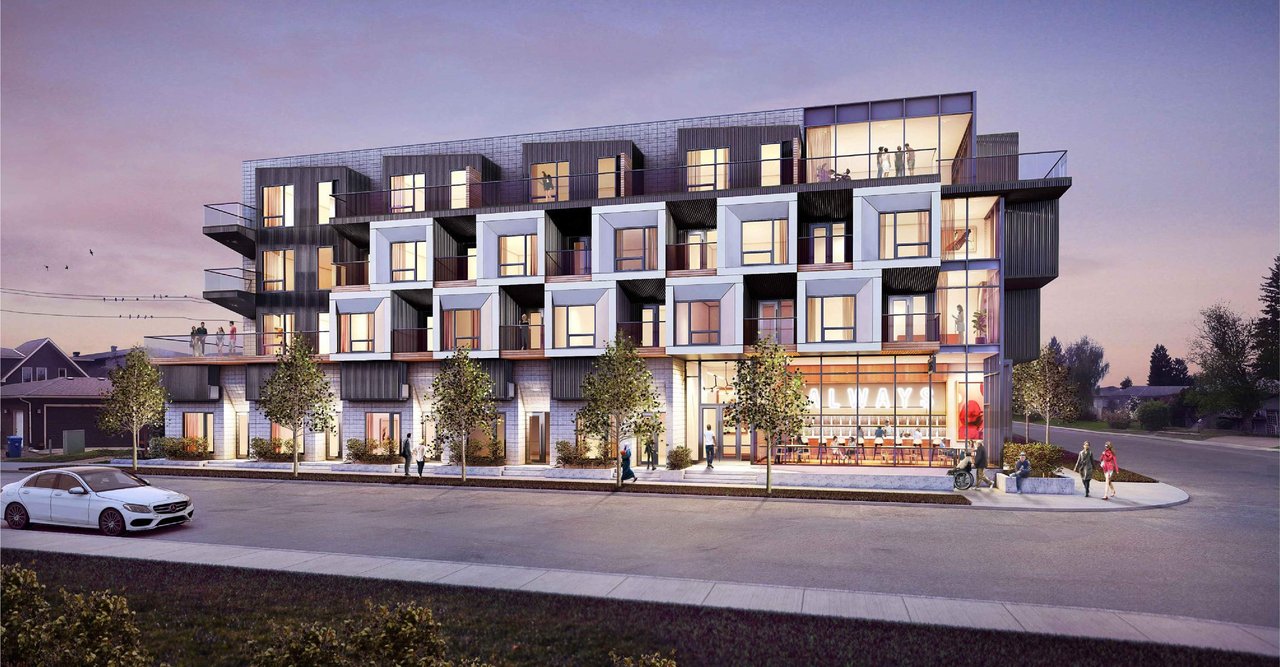 Rendering of building from page 1 of the file 'DP2026-02105 -DMAP Plans Submitted 2026-04-21 8MB'
