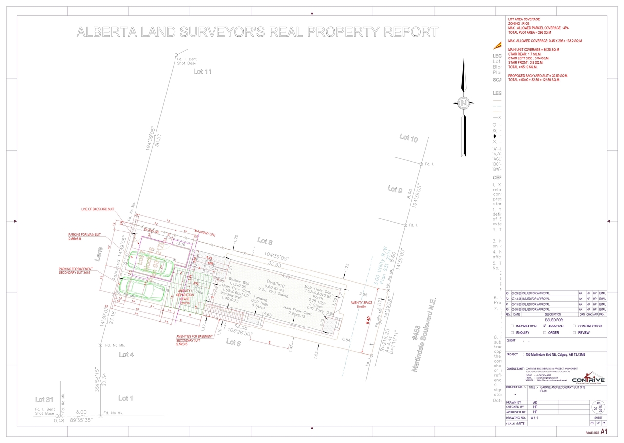 Construction site plan for project from page 1 of the file 'DP2026-02157 DMAP Plans Amended (2MB) 2026-08-25'