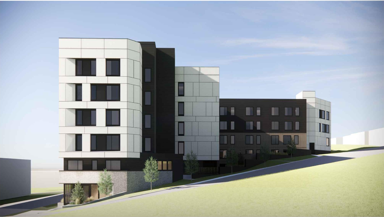 Rendering of building from page 3 of the file 'DP2026-02161 DMAP Plans Submitted (8MB) 2026-04-15'