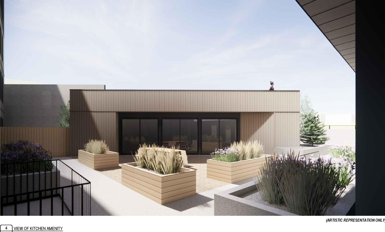 Rendering of building from page 3 of the file 'DP2026-02161 DMAP Plans Submitted (8MB) 2026-04-15'