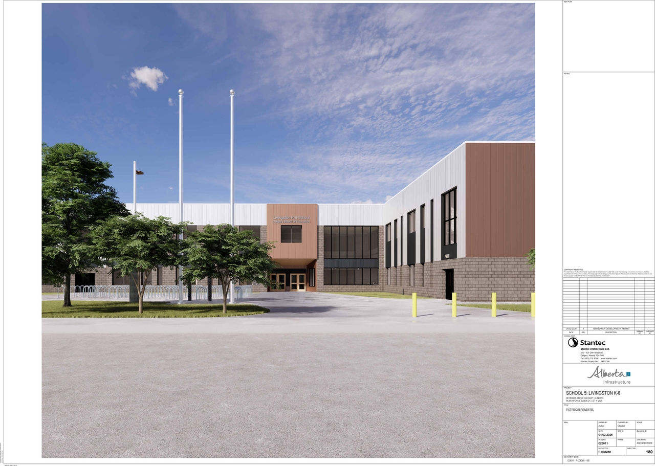 Rendering of building from page 6 of the file 'DP2026-02172 DMAP Plans (Submitted) 2026-04-15 (14MB)'