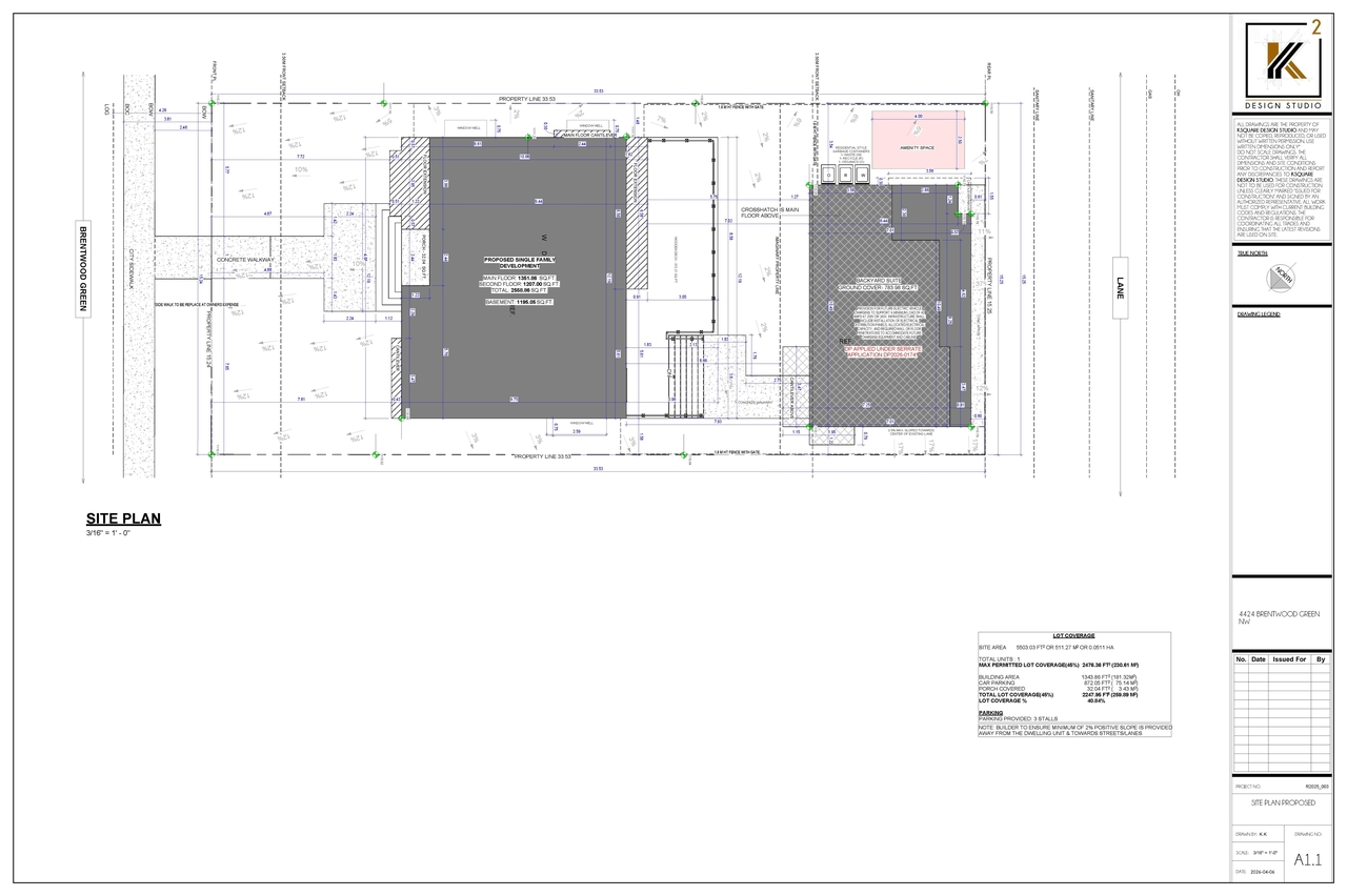 Construction site plan for project from page 4 of the file 'DP2026-02183 DMAP Plans (Submitted) 2026-04-16 (7MB)'