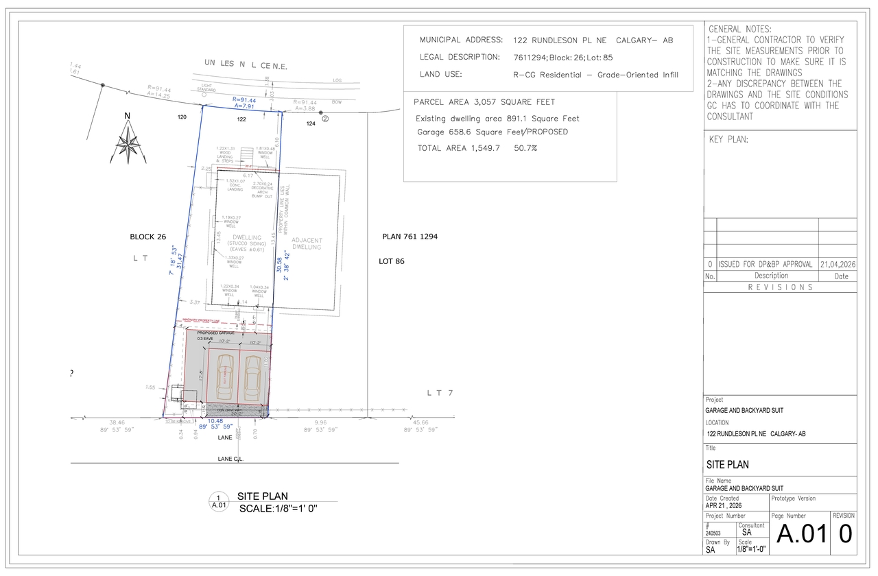 Construction site plan for project from page 1 of the file 'DP2026-02308 DMAP Plans (Submitted)2026-04-21 (2MB)'