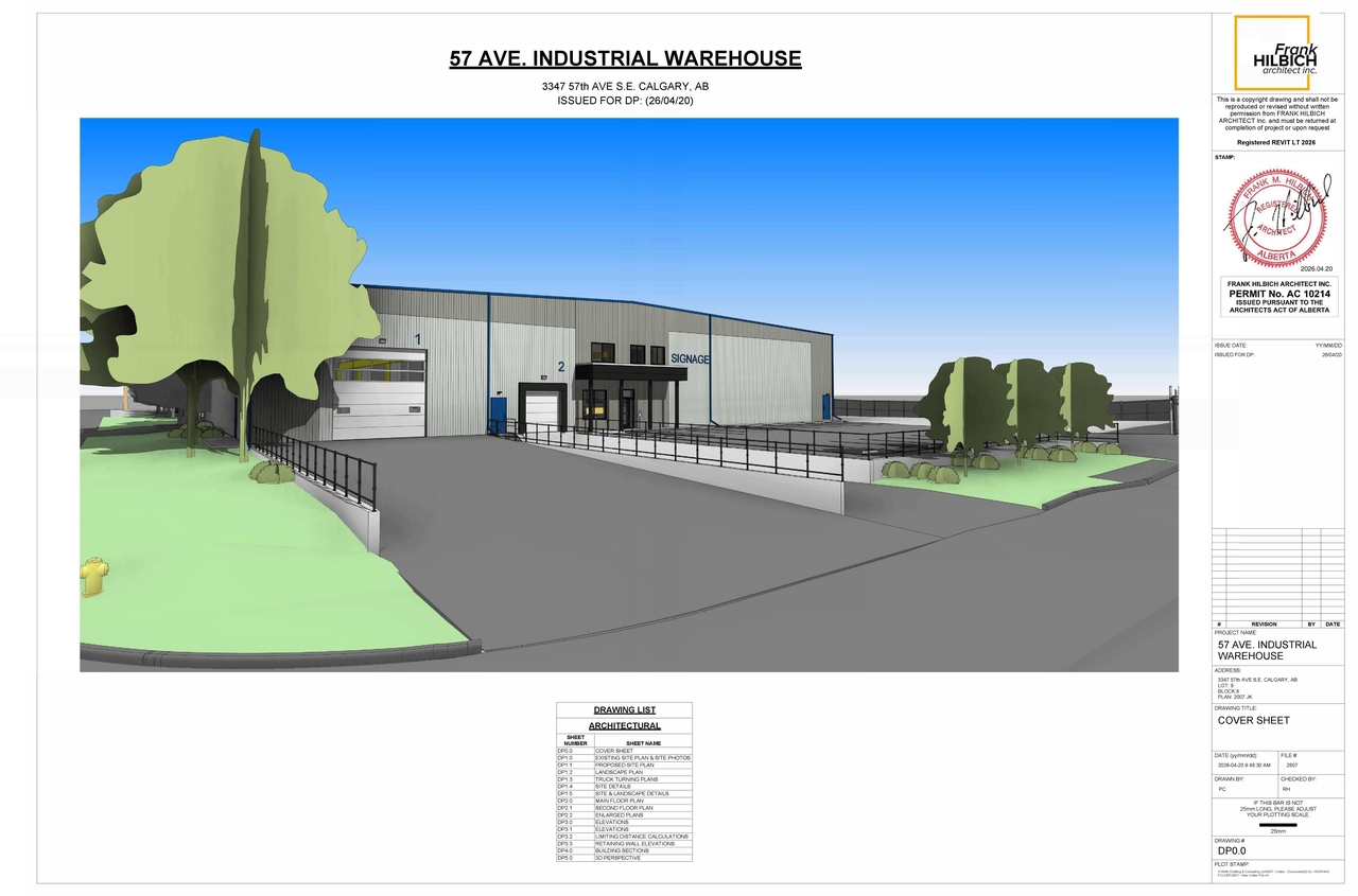 Construction site plan for project from page 1 of the file 'DP2026-02327 DMAP Plans (Submitted) 2026-04-22 (7MB)'