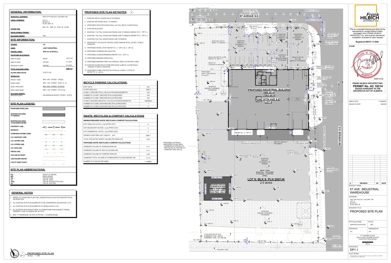 Construction site plan for project from page 3 of the file 'DP2026-02327 DMAP Plans (Submitted) 2026-04-22 (7MB)'