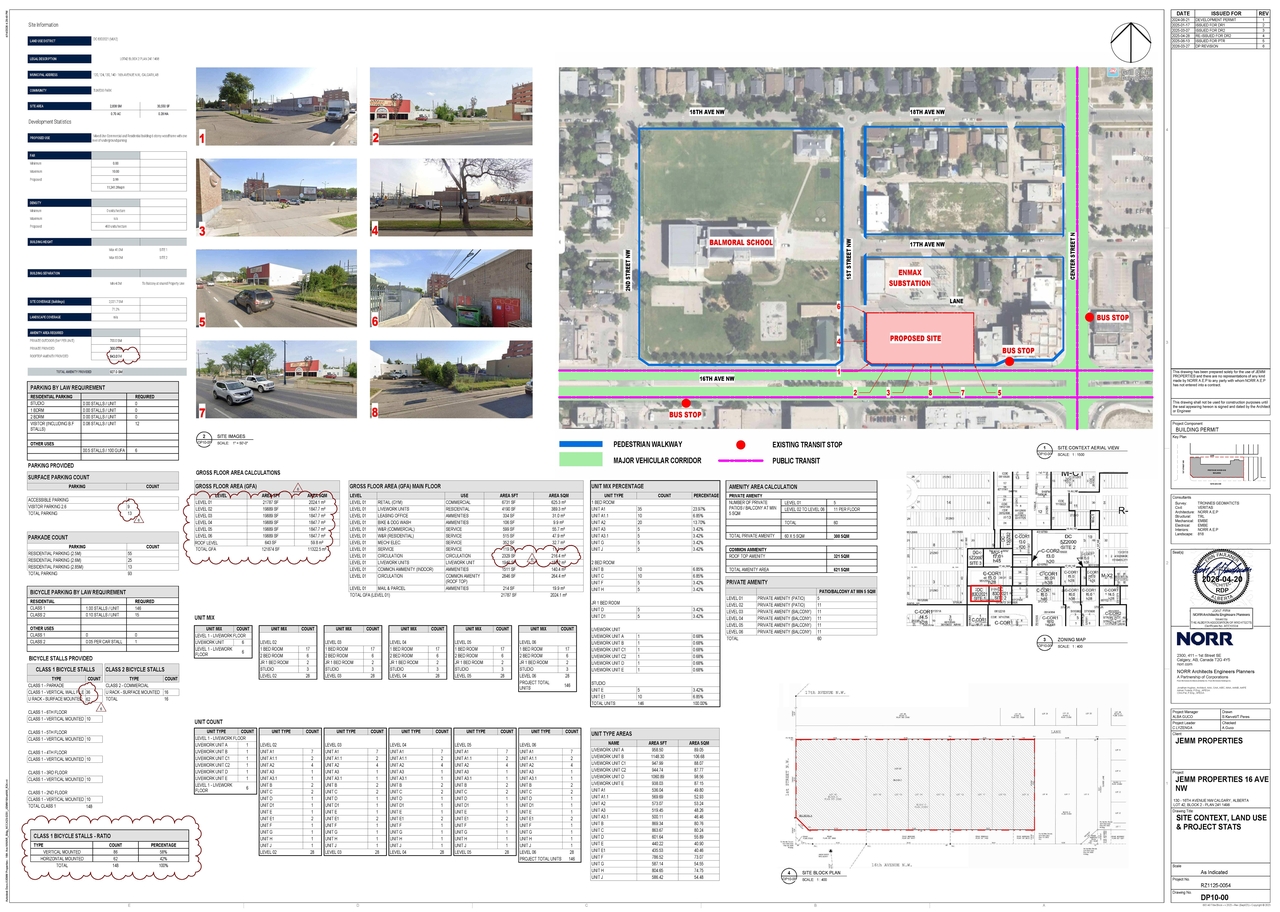 Construction site plan for project from page 2 of the file 'DP2026-02330 DMAP Plans (Submitted) 2026-04-22 (24MB)'