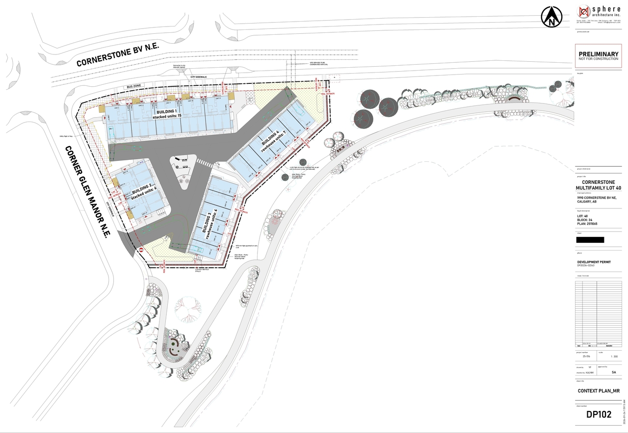 Construction site plan for project from page 4 of the file 'DP2026-02343 DMAP Plans (Submitted) 2026-09-25 (13MB)'
