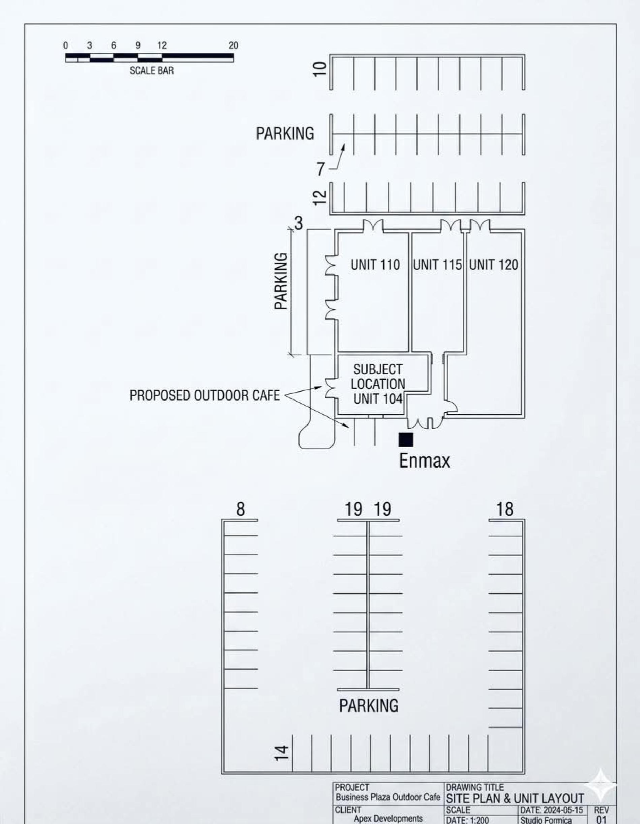 Construction site plan for project from page 3 of the file 'DP2026-02355-DMAP Plans Amended 2026-07-15 1MB'