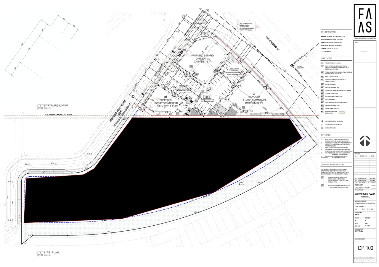 Construction site plan for project from page 3 of the file 'DP2026-02387 DMAP Plans (amended) 2026-06-23 (3MB)'