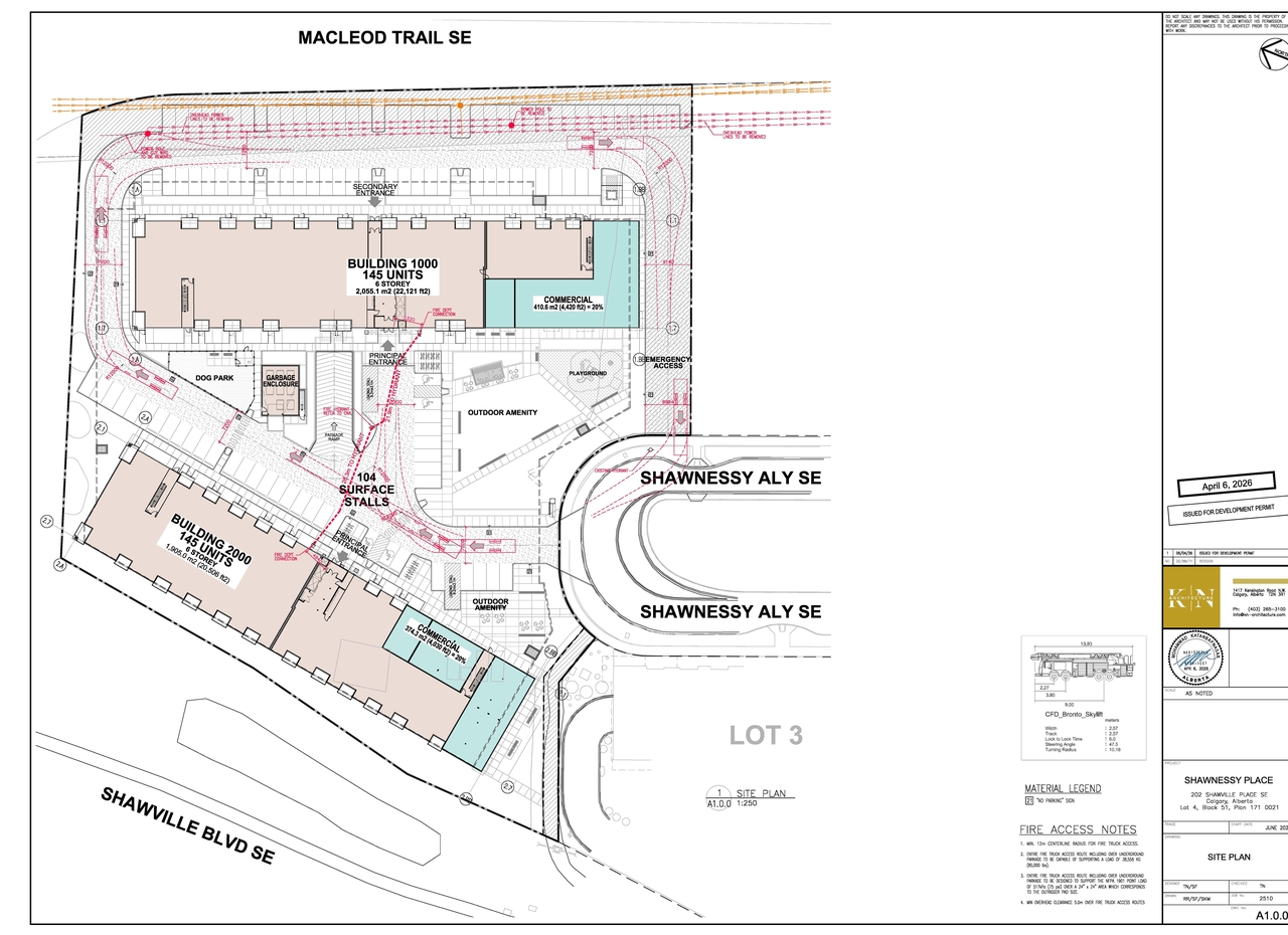 Construction site plan for project from page 2 of the file 'DP2026-02388 DMAP Plans Submitted (7MB) 2026-04-24'