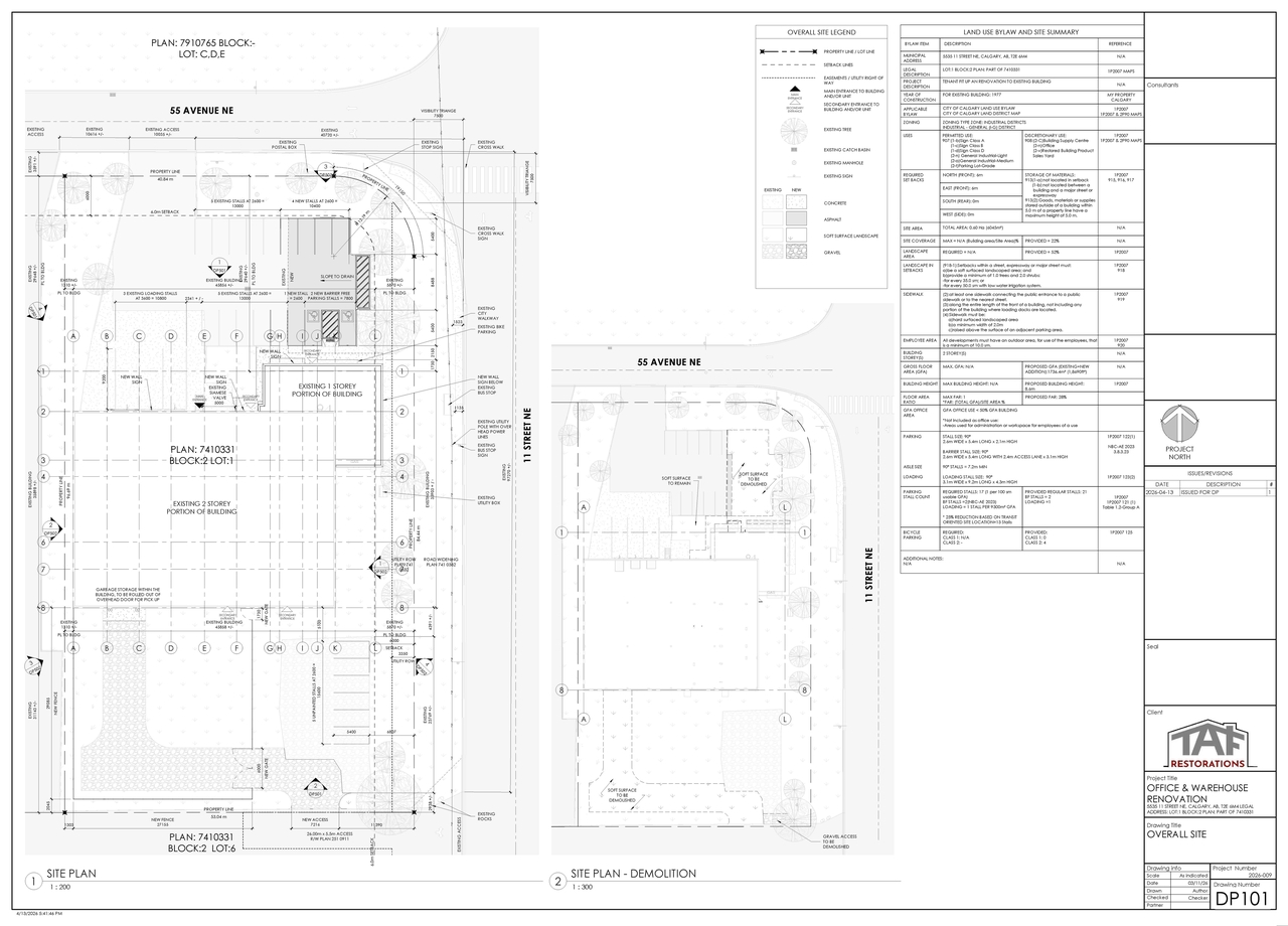 Construction site plan for project from page 2 of the file 'DP2026-02391 DMAP Plans Submitted 2026-05-05 4MB'