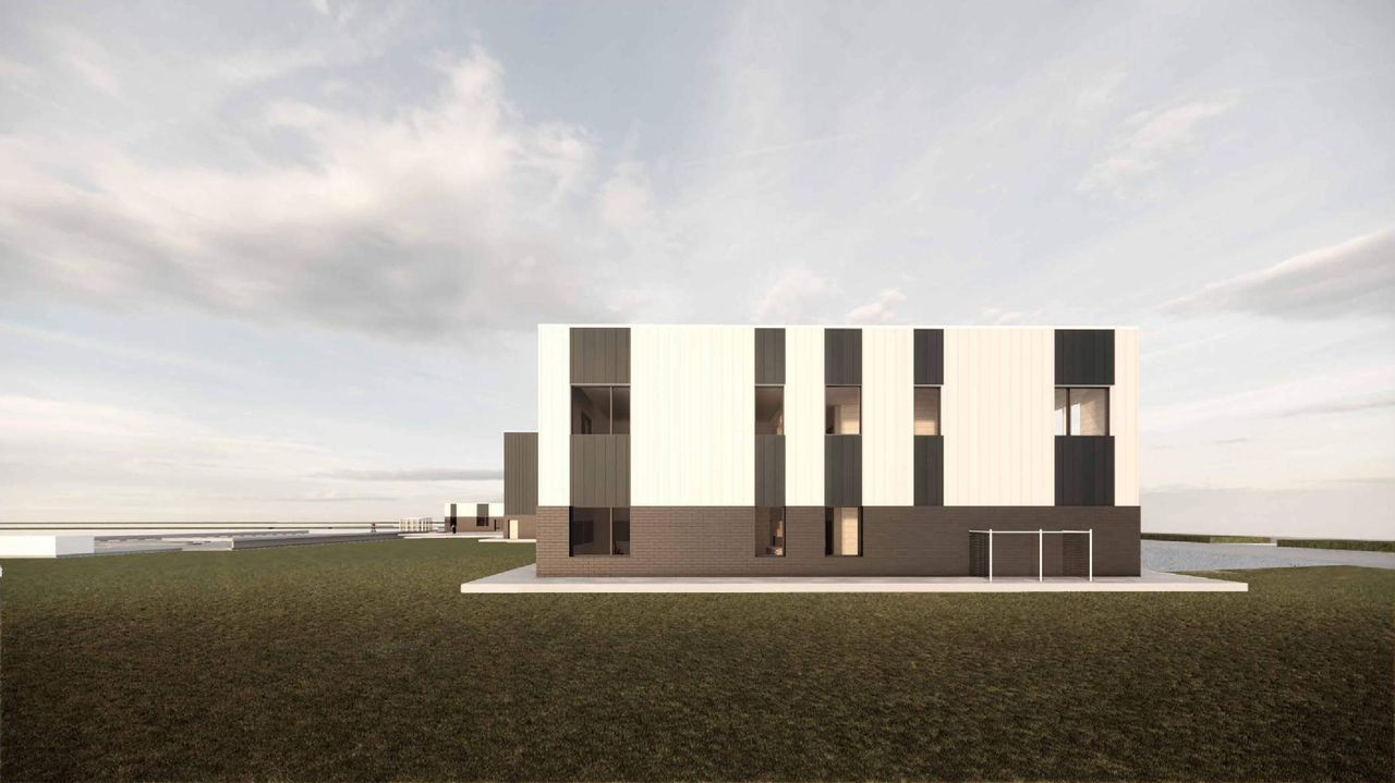 Rendering of building from page 7 of the file 'DP2026-02542 DMAP Plans (Submitted) 2026-05-01 (11MB)'