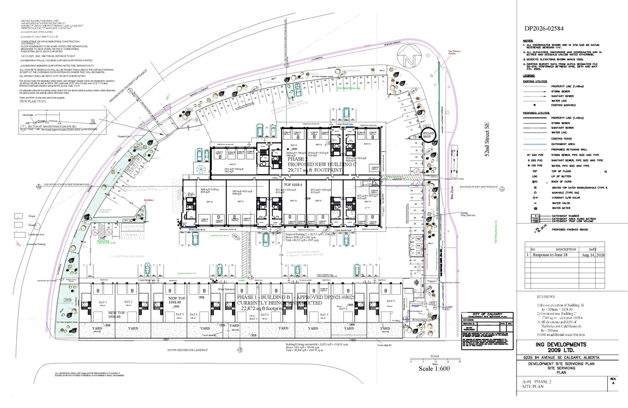 Construction site plan for project from page 2 of the file 'DP2026-02584 - DMAP Plans (amended) 2026-08-18 (3MB)'