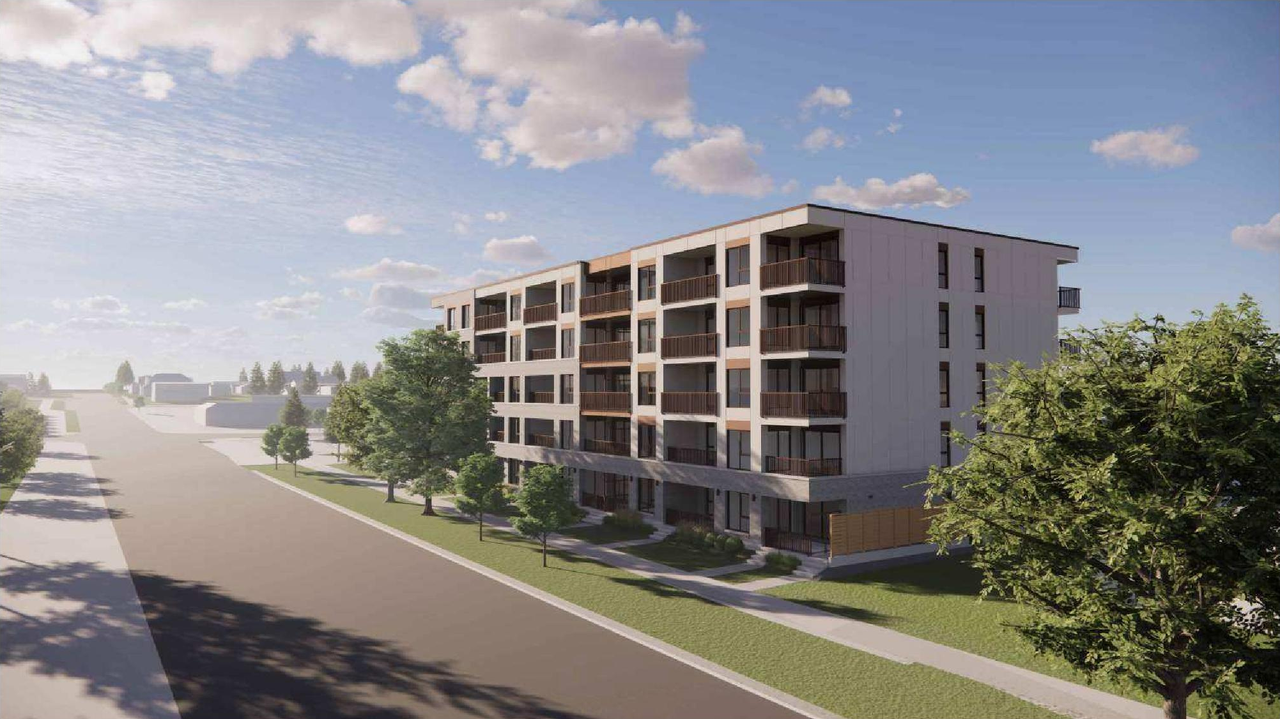 Rendering of building from page 4 of the file 'DP2026-02732 DMAP Plans (Amended) 2026-08-20 (8MB)'