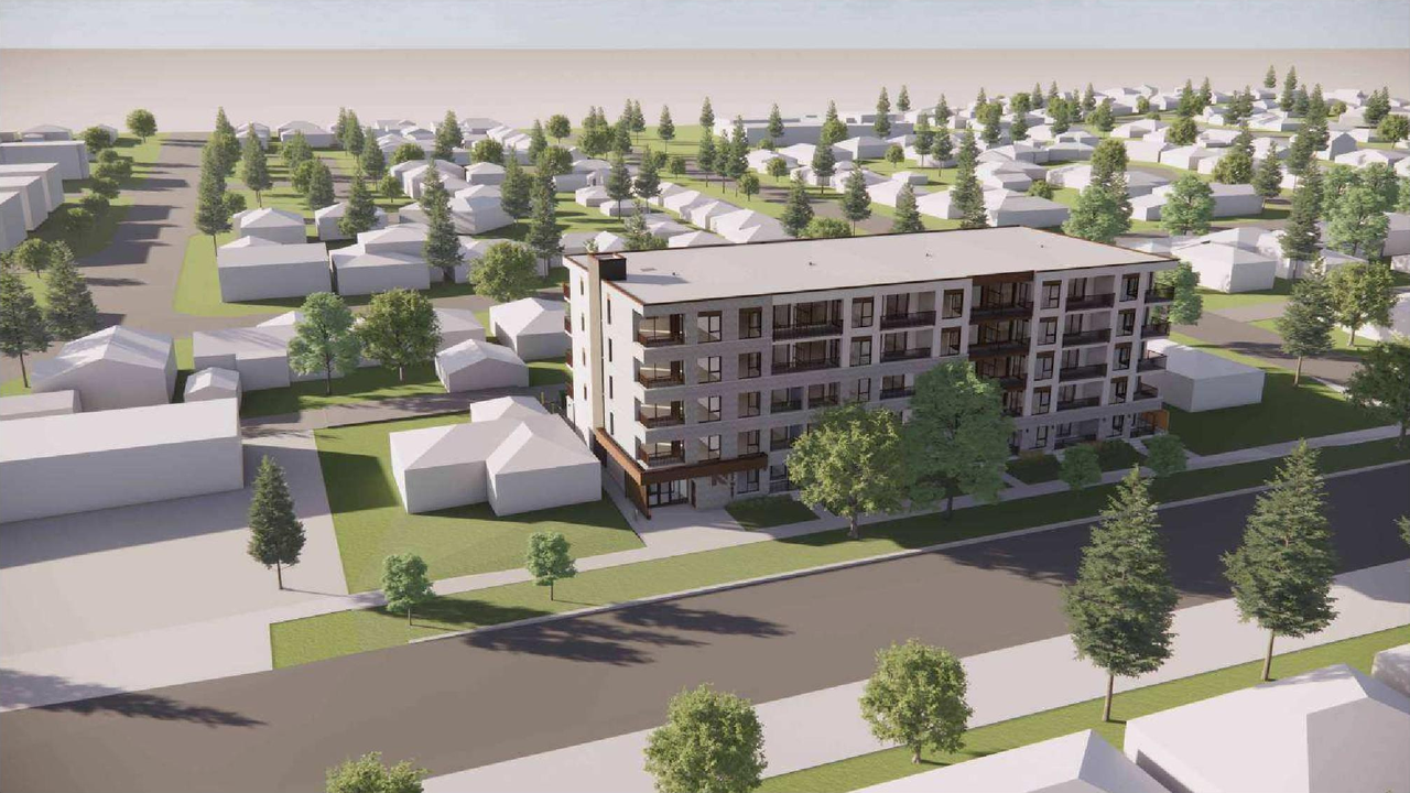 Rendering of building from page 4 of the file 'DP2026-02732 DMAP Plans (Amended) 2026-08-20 (8MB)'